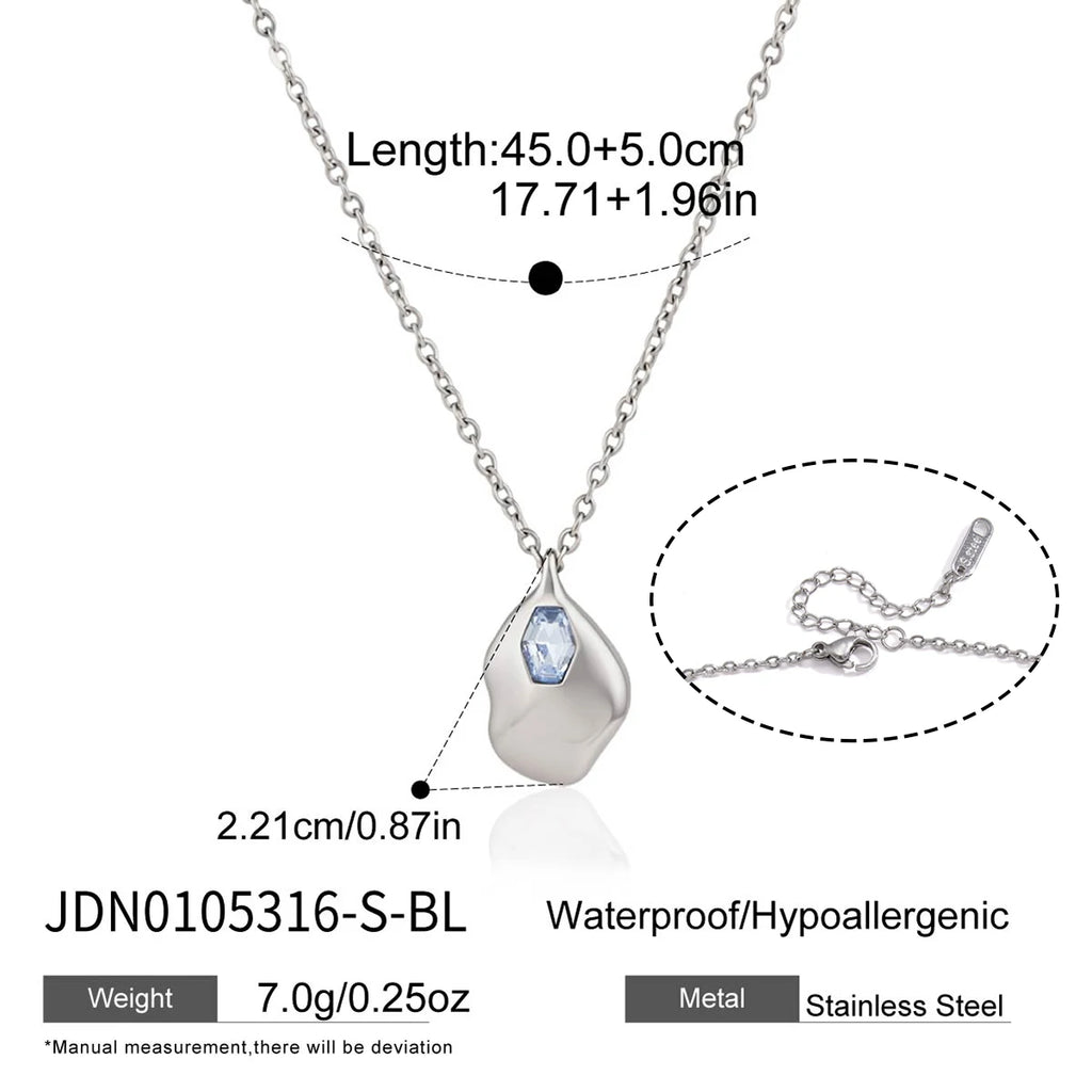 KJIKA Multicolor Glass Stone Geometric Pendant Necklace PVD  18K Gold Plated Stainless Steel 316L