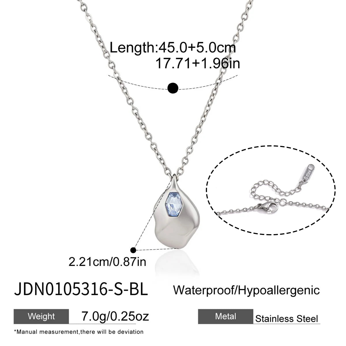 KJIKA Multicolor Glass Stone Geometric Pendant Necklace PVD  18K Gold Plated Stainless Steel 316L