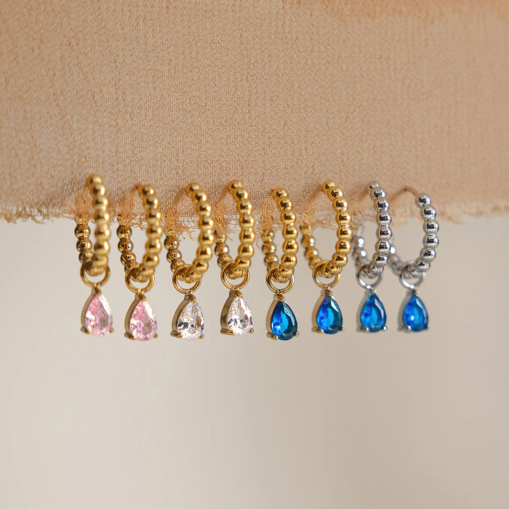 KIKA Elegant Water Drop Zircon Earrings PVD Plated Stainless Steel 316L