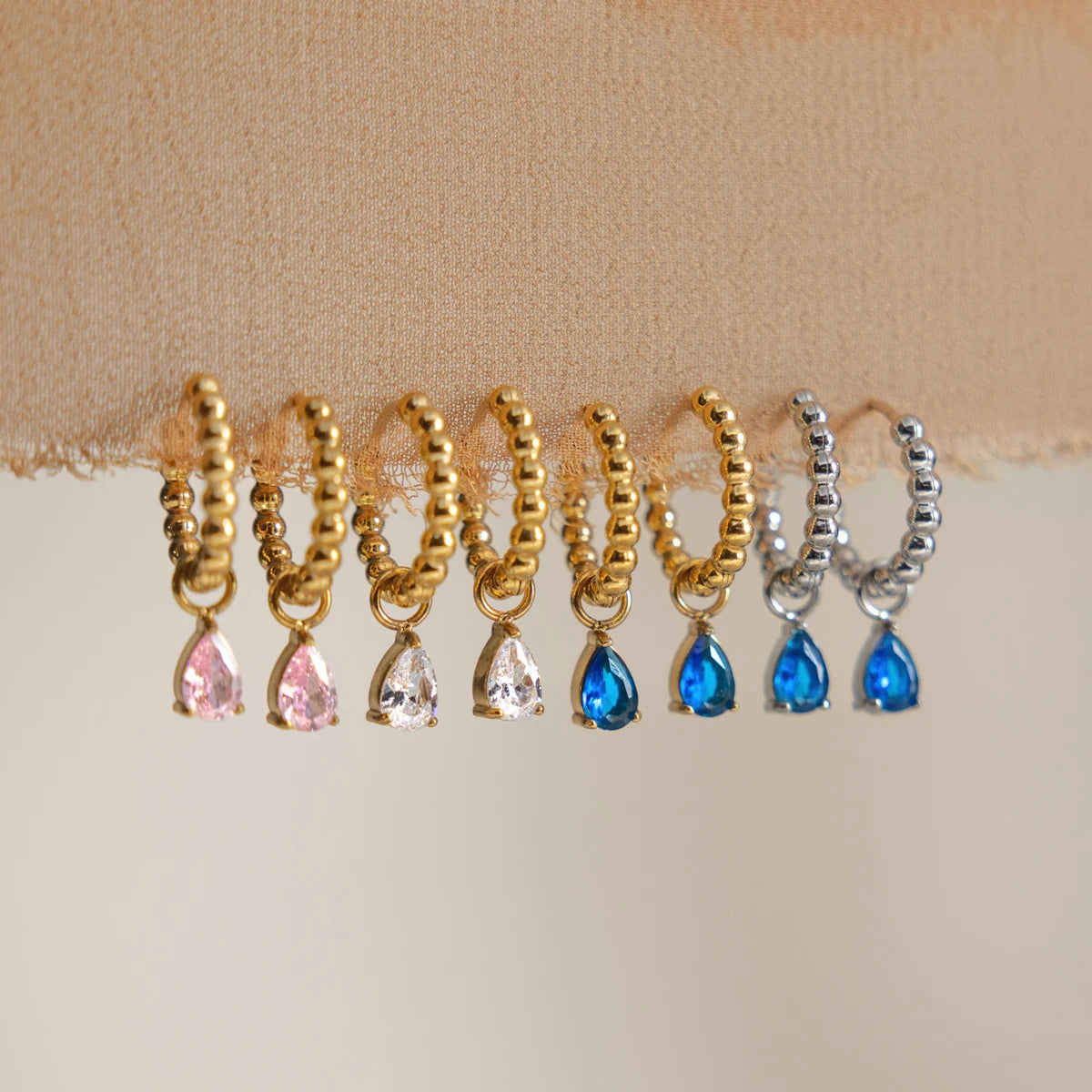 KIKA Elegant Water Drop Zircon Earrings PVD Plated Stainless Steel 316L