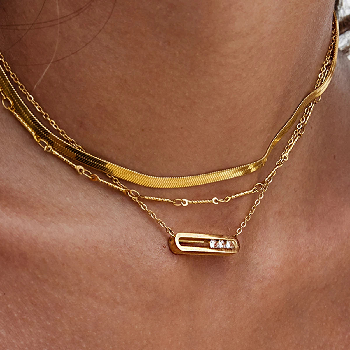 Rhinestone Removable Rectangular Pendant