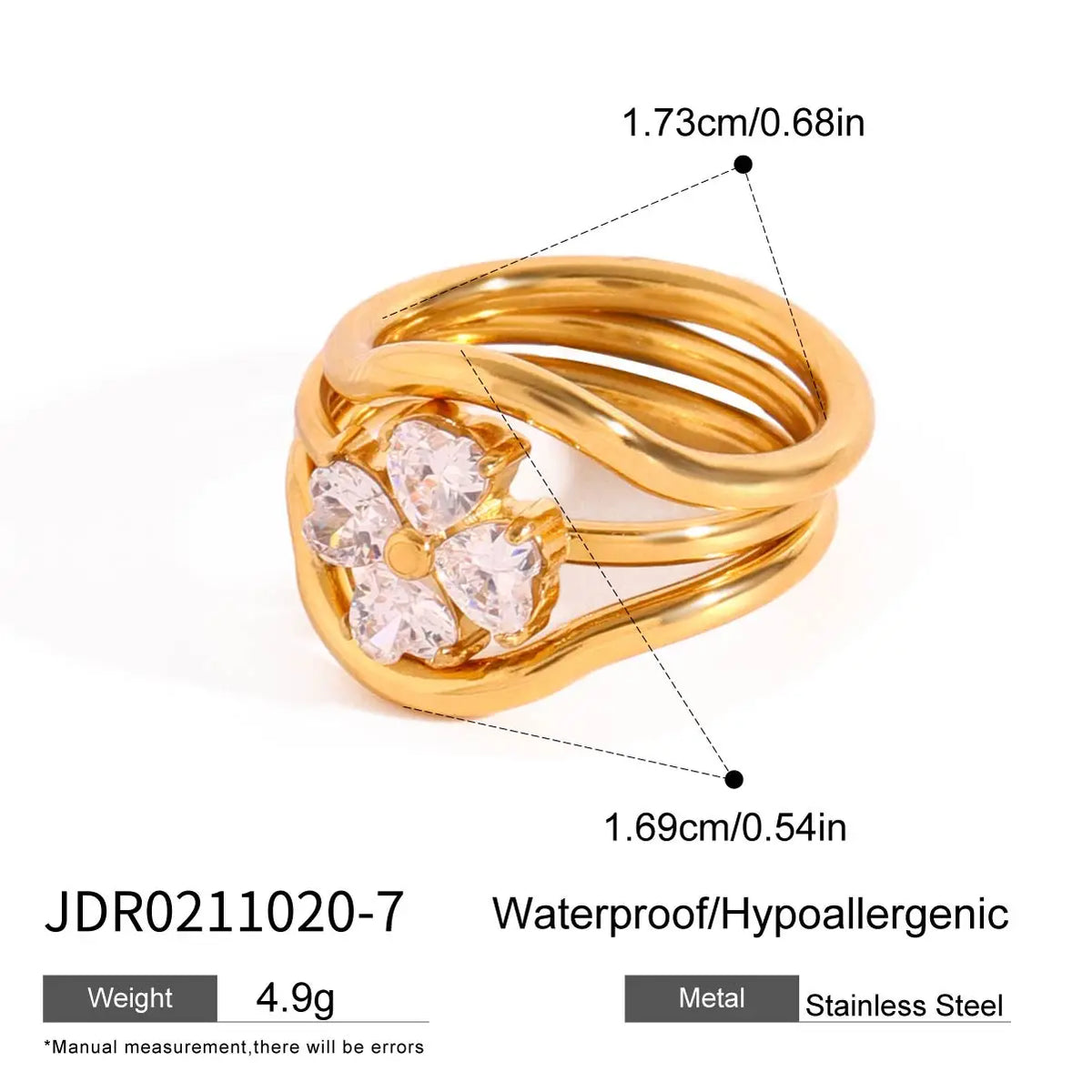 Kika Minimalist Zircon Ribbed Flower Stackable Ring