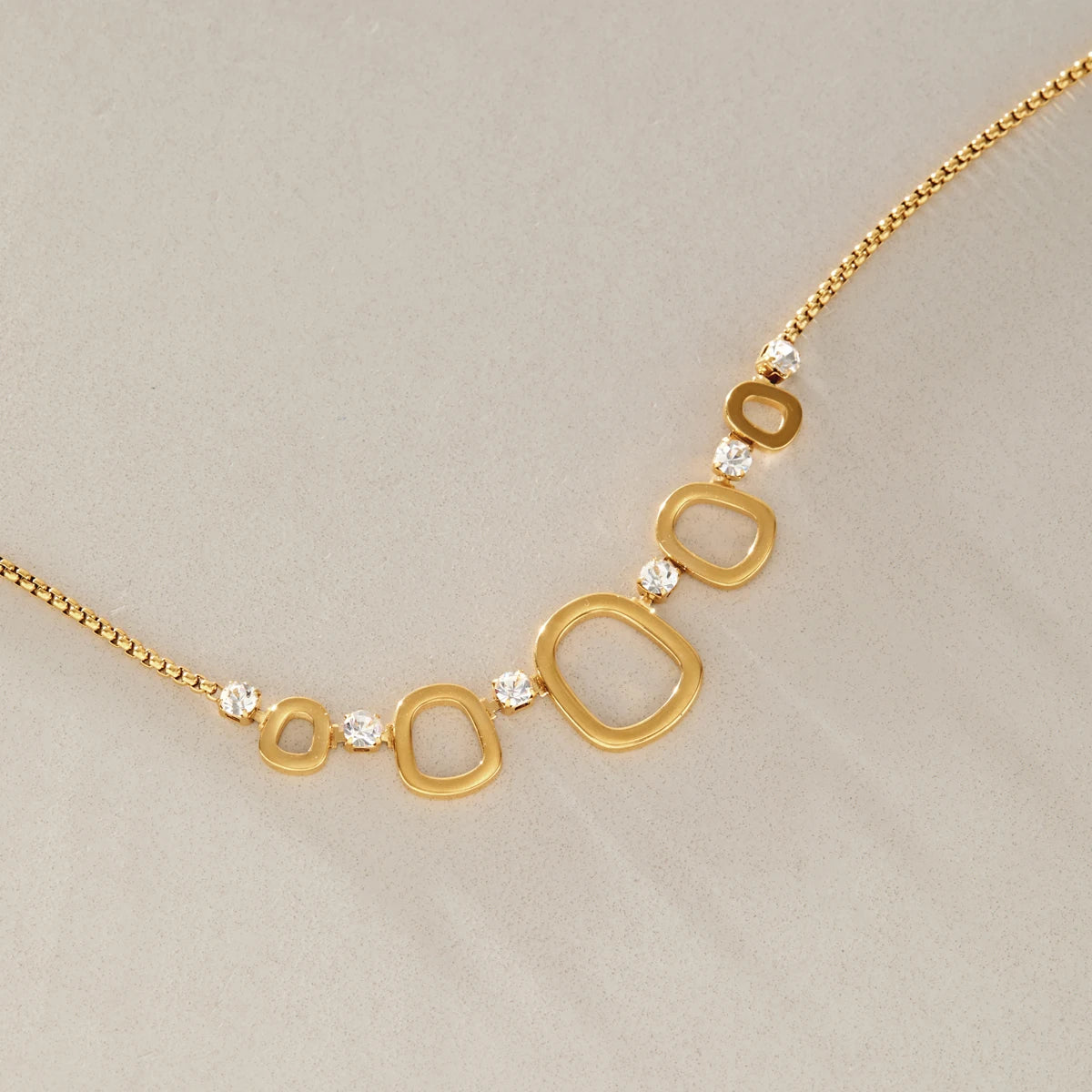 KIKA Round Zircon Hollow Pendant Necklace For Women Minimalist 18K Gold PVD Plated Stainless Steel Necklace Fashion Jewelry
