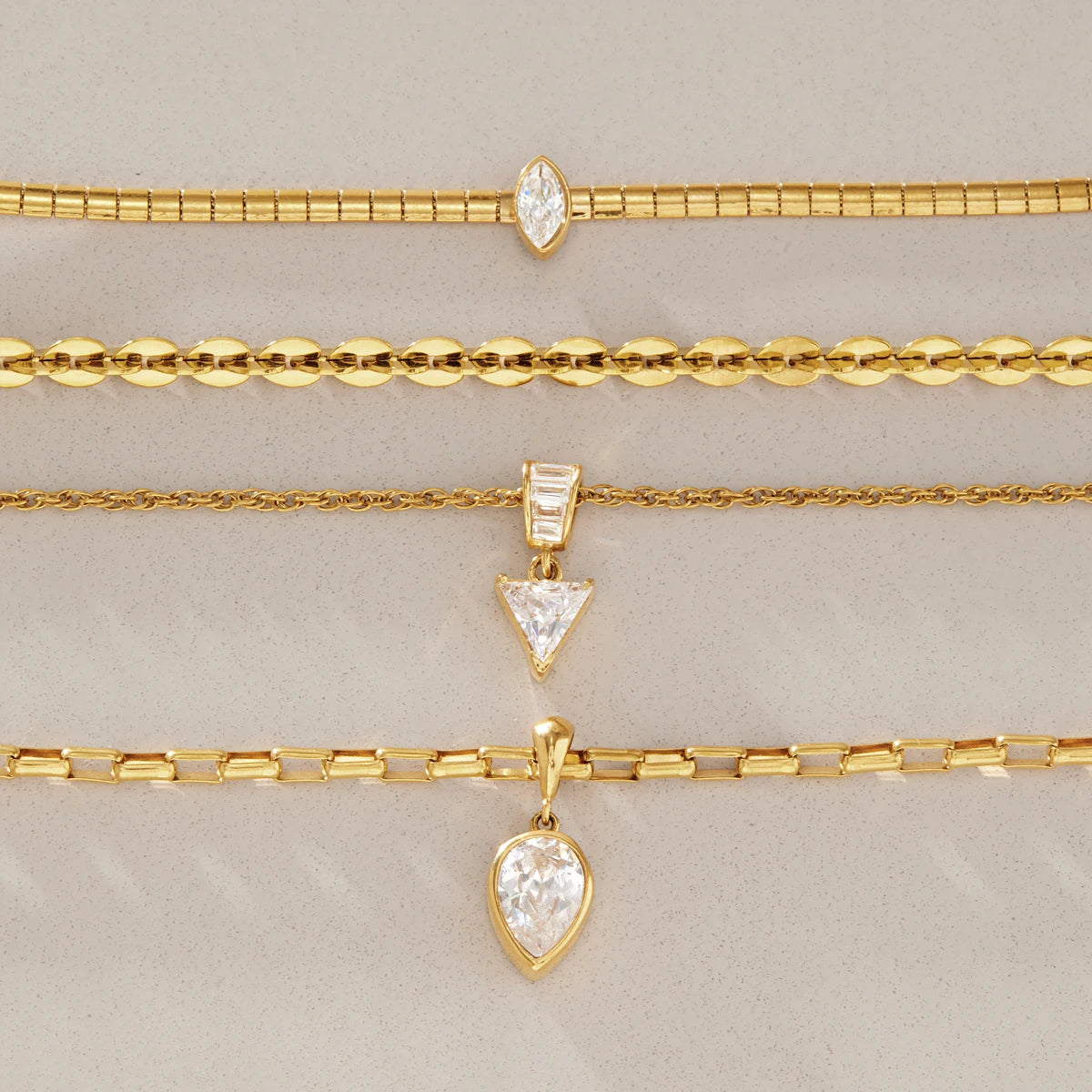 Kika Geometric Zircon Pendant Necklace 18K Gold PVD Plated Stainless Steel 316L