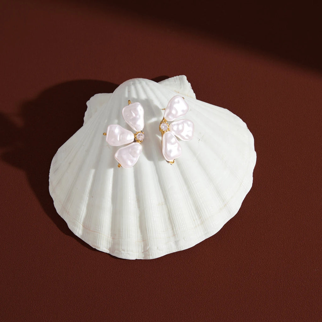 Kika Elegant Imitation Baroque Pearl Stud Earrings