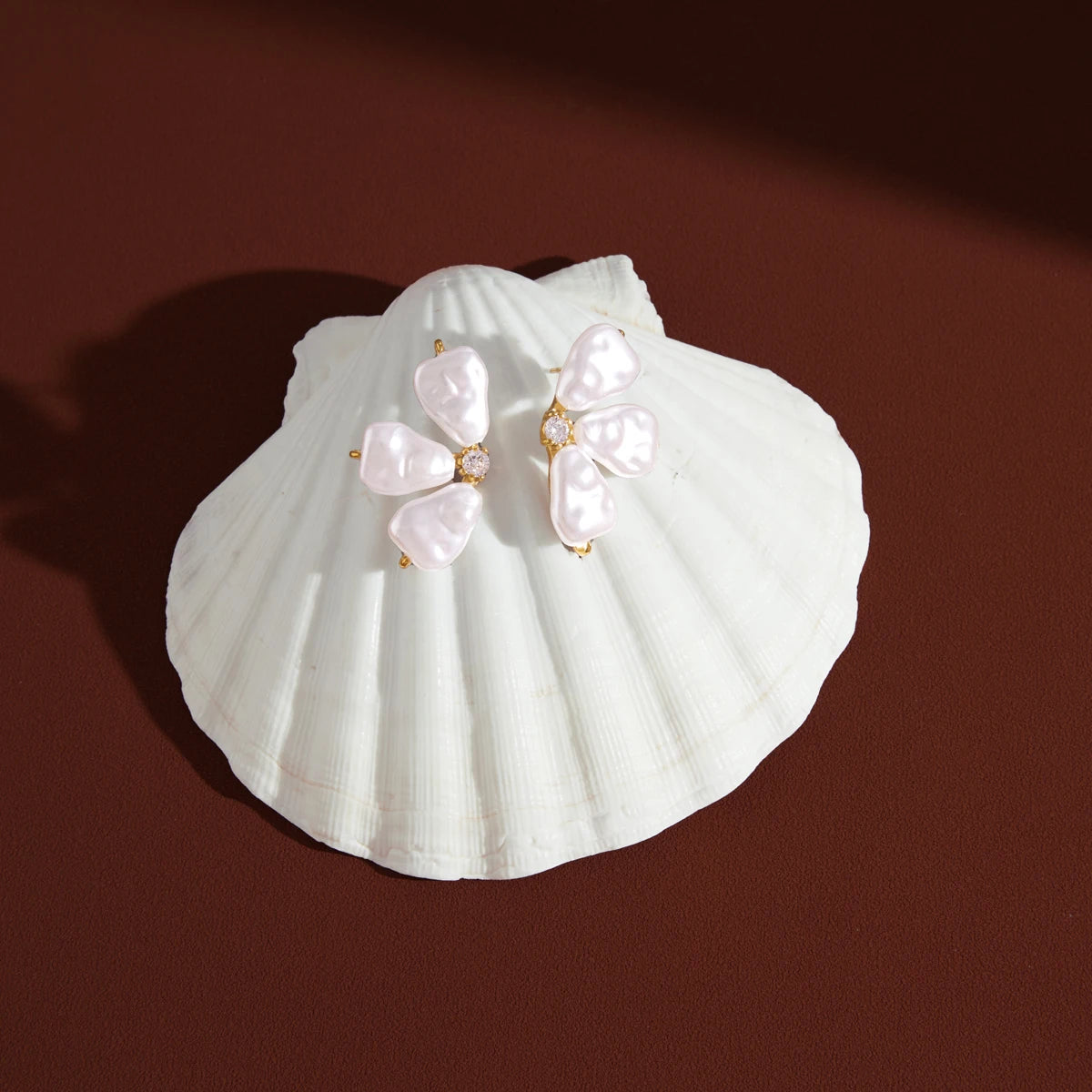 Kika Elegant Imitation Baroque Pearl Stud Earrings