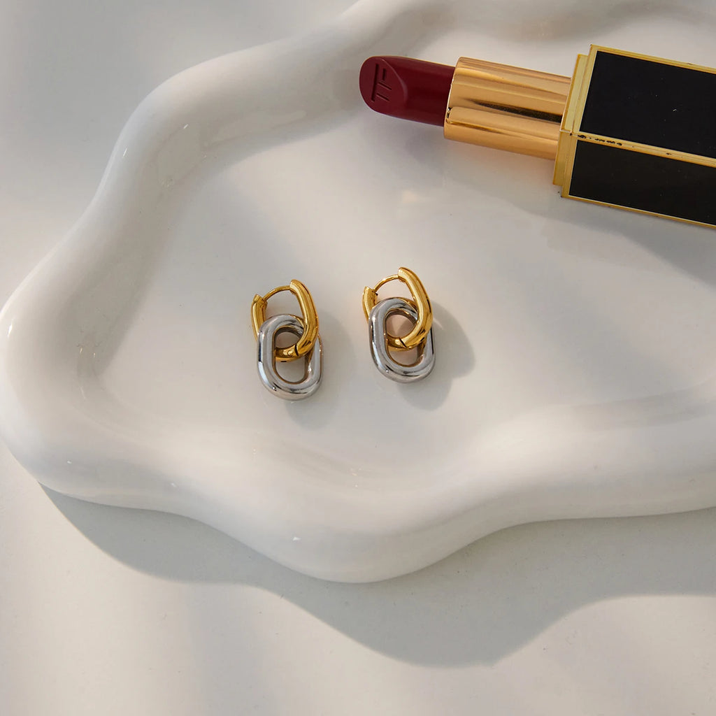 Blocked Double Ring Earring