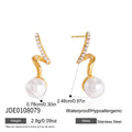KIKA Elegant Imitation Pearl Spiral Stud Earrings For Women 18K Gold PVD Plated Stainless Steel Earrings Fashion Jewelry Gift