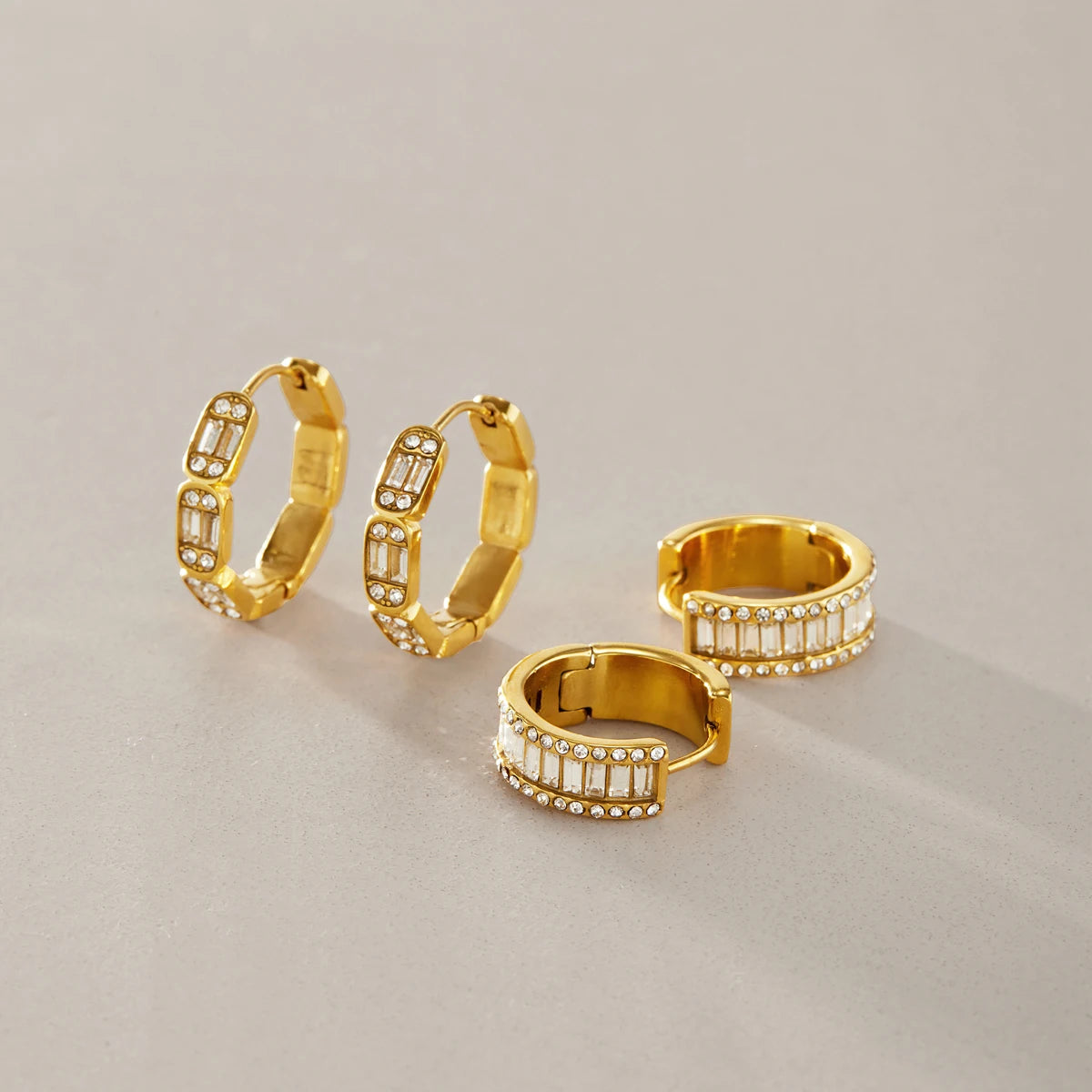 Kika Classic Iced Out Crystal Clip Earrings 18K Gold PVD Plated Stainless Steel 316L