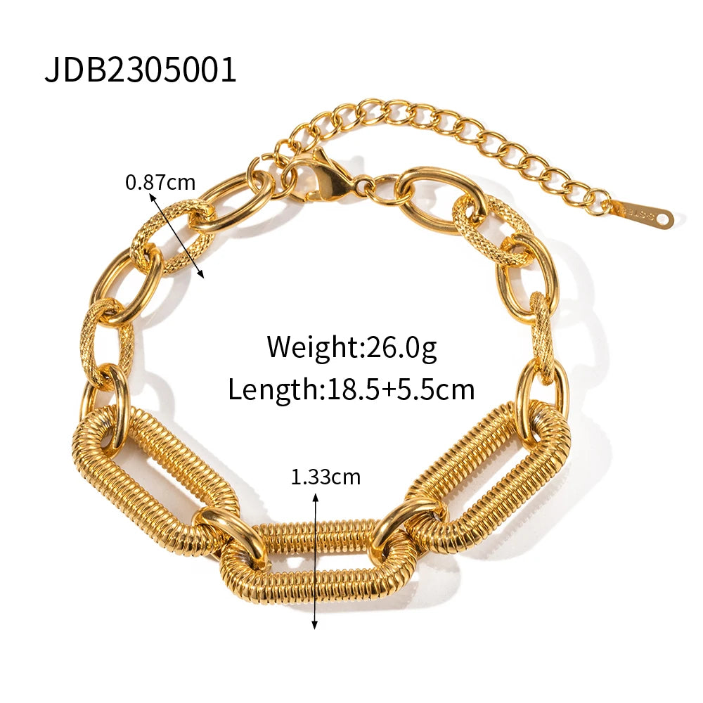 Kika Retro 18K Gold Color Plated Bracelet Stackable Chain Bracelet