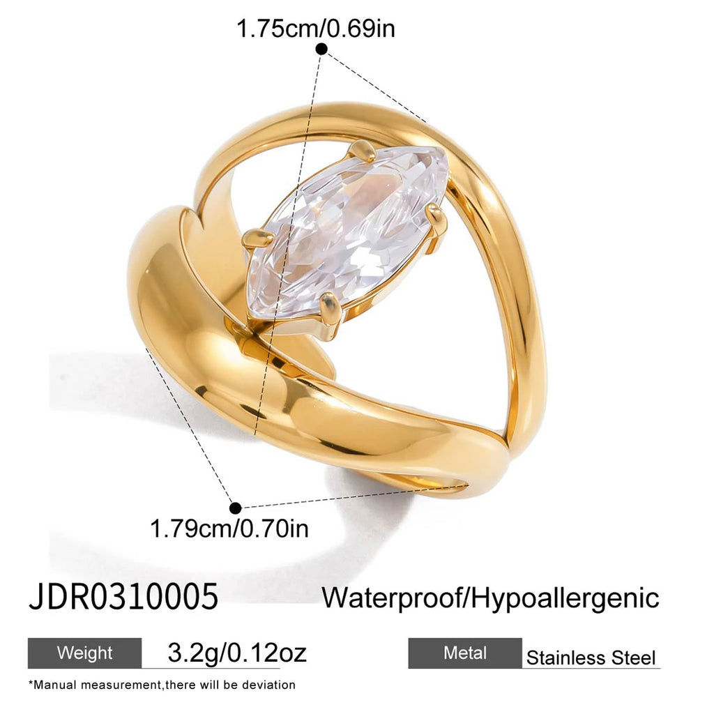 Kika water Droplet Shaped Irregular Zircon Open Ring