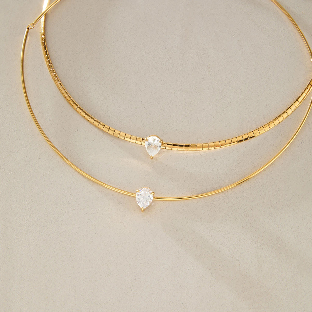 KIKA Classic Water Drop Zircon Chokers Necklace For Women Minimalist 18K Gold Plated Stainless Steel Necklace Fashion Jewelry