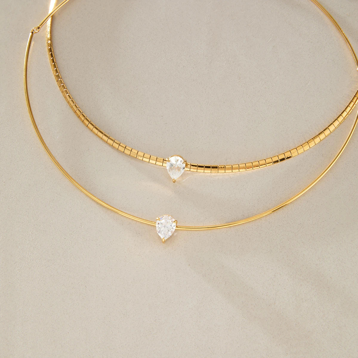 KIKA Classic Water Drop Zircon Chokers Necklace For Women Minimalist 18K Gold Plated Stainless Steel Necklace Fashion Jewelry