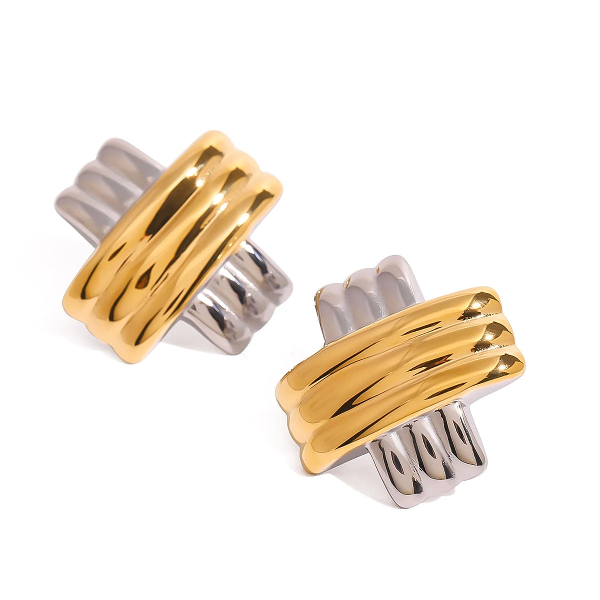 Kika Stainless Steel Elongated Unusual Stud Earrings