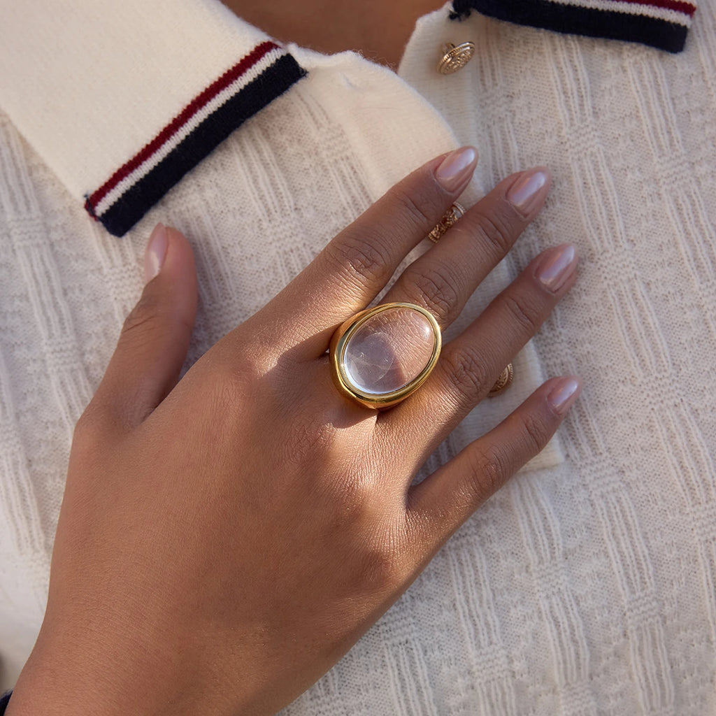 Classic Egg-Shaped Transparent Resin Ring