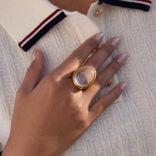 Classic Egg-Shaped Transparent Resin Ring