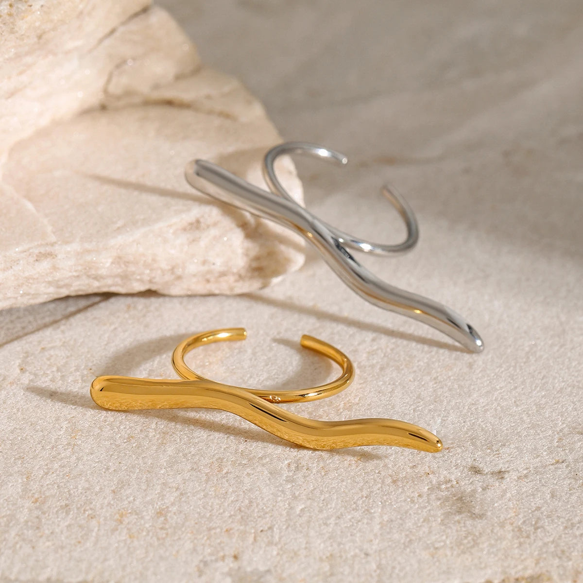KIKA Personality Stainless Steel 316L Minimalist Classy Ring 18k Gold Color Waterproof Stylish Unique Finger