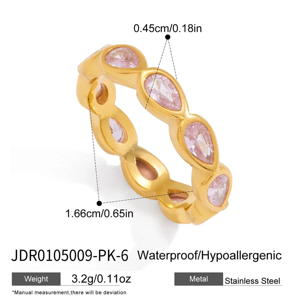Kika Sparkling Pink Green Zircon Stacked Ring