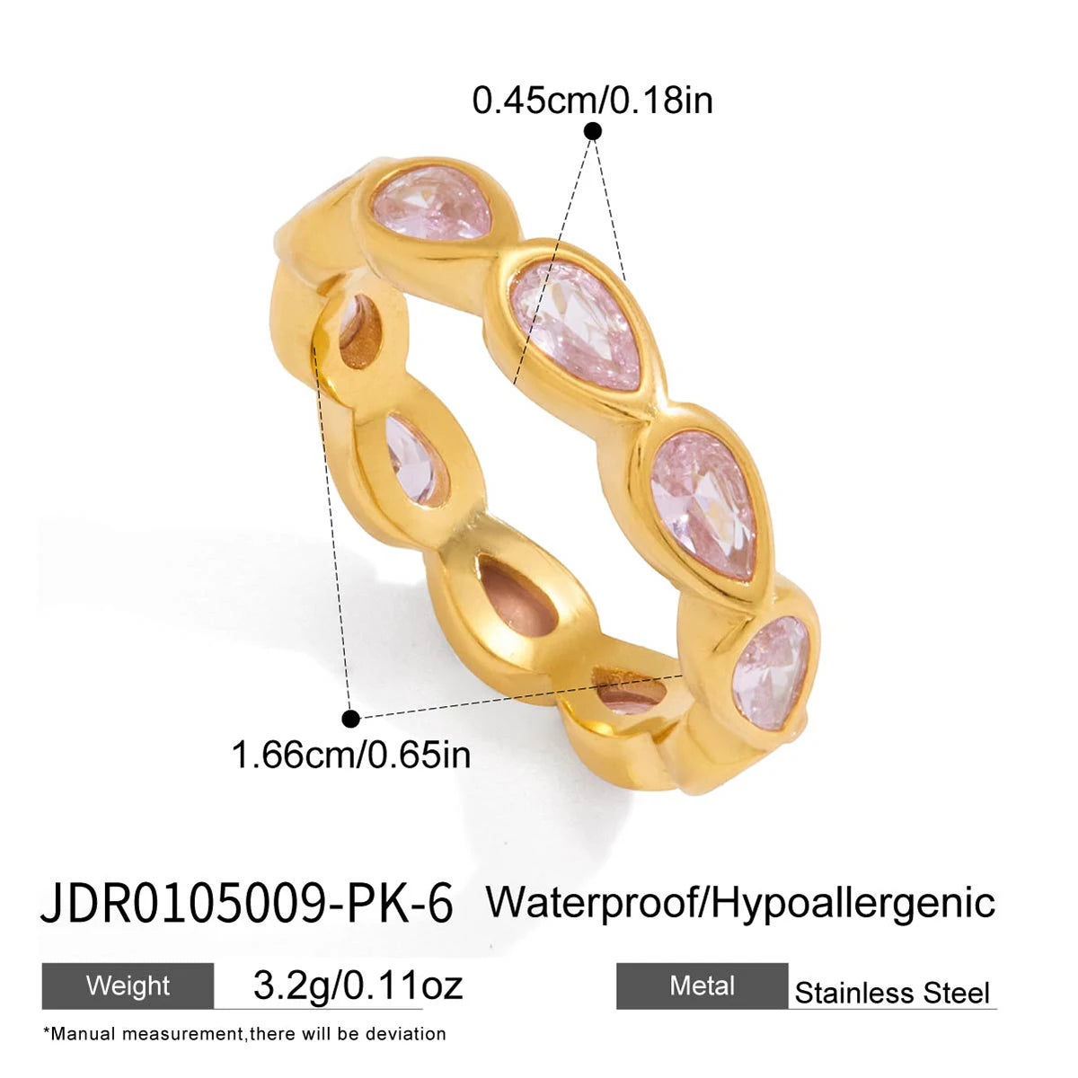 Kika Sparkling Pink Green Zircon Stacked Ring