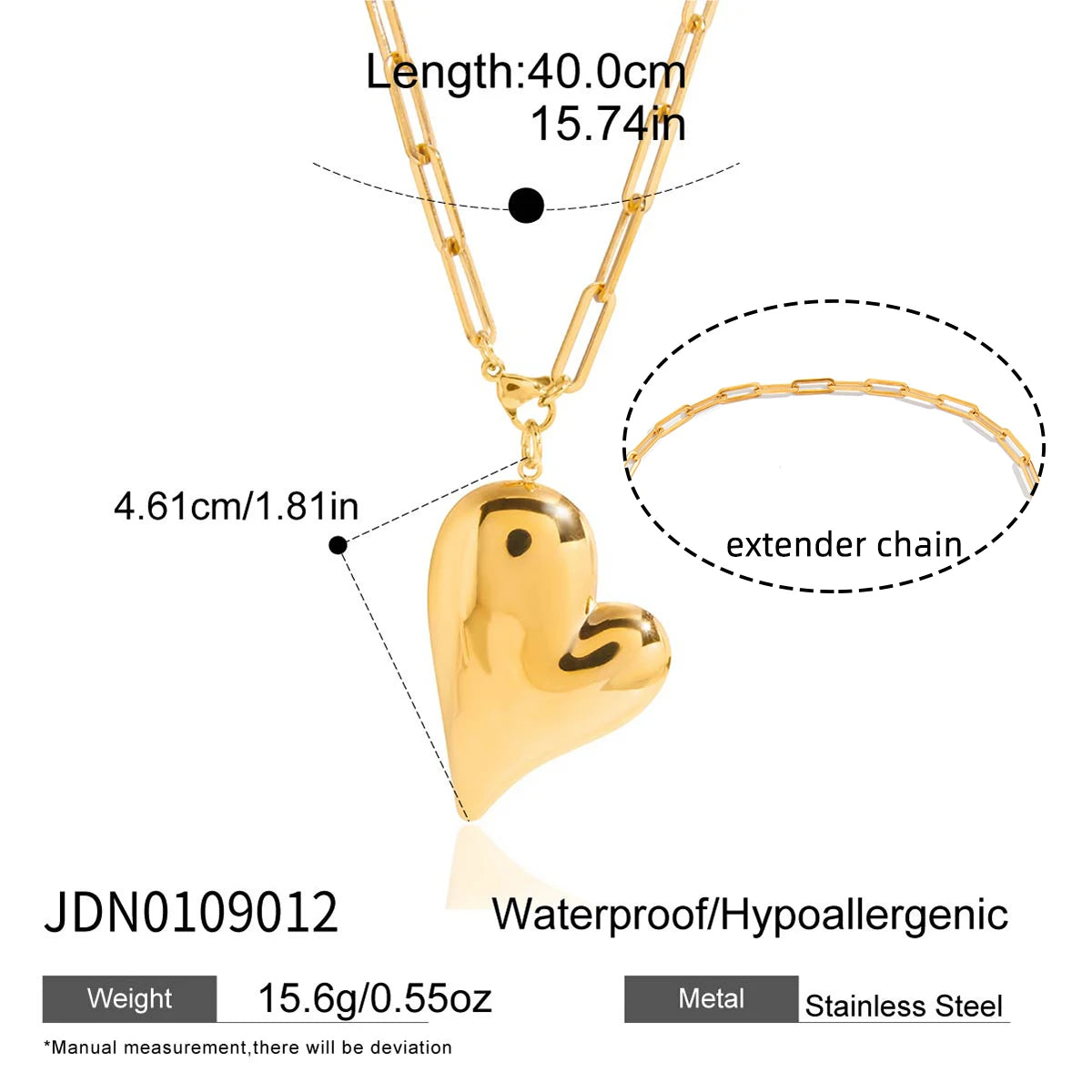 Minimalist Smooth Surface Heart Pendant Necklace