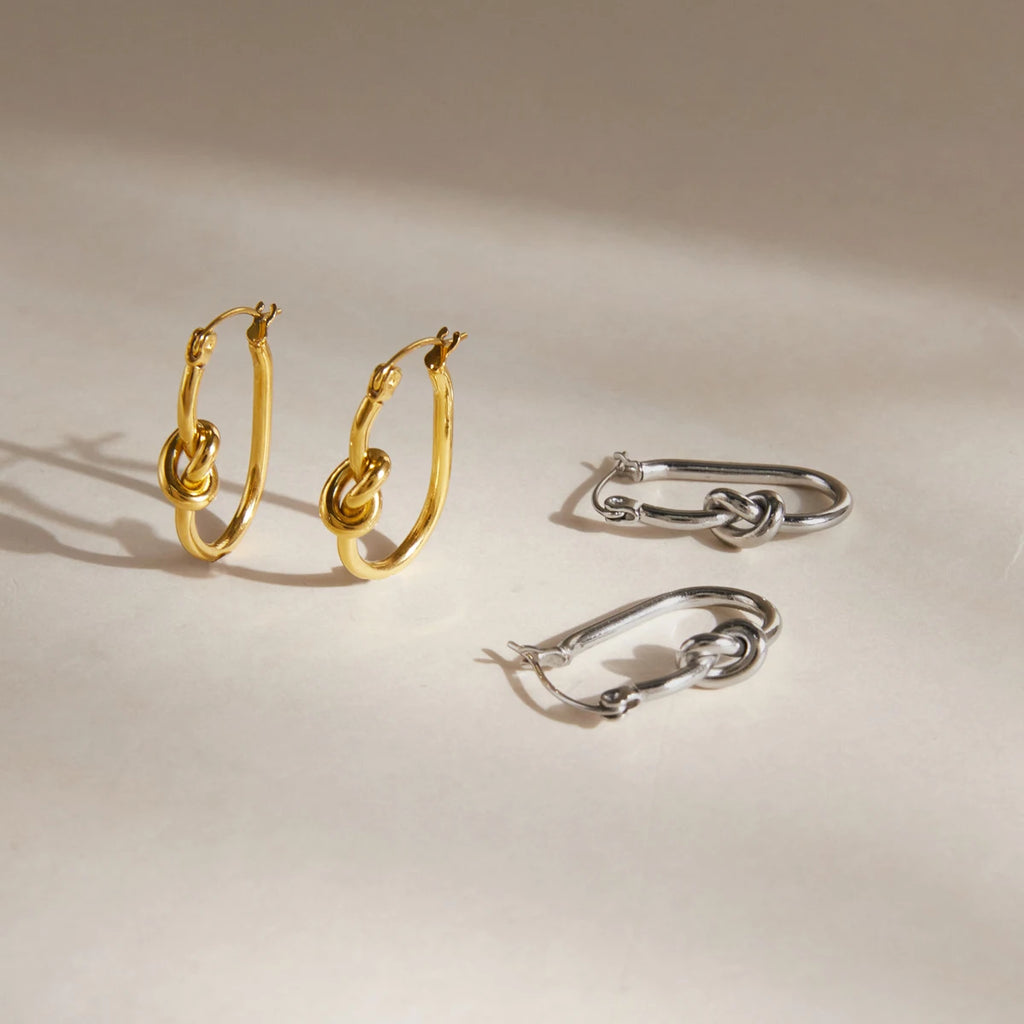 KIKA Classic Knotted U Shape Clip EarringsPVD 18K Gold Plated Stainless Steel316L