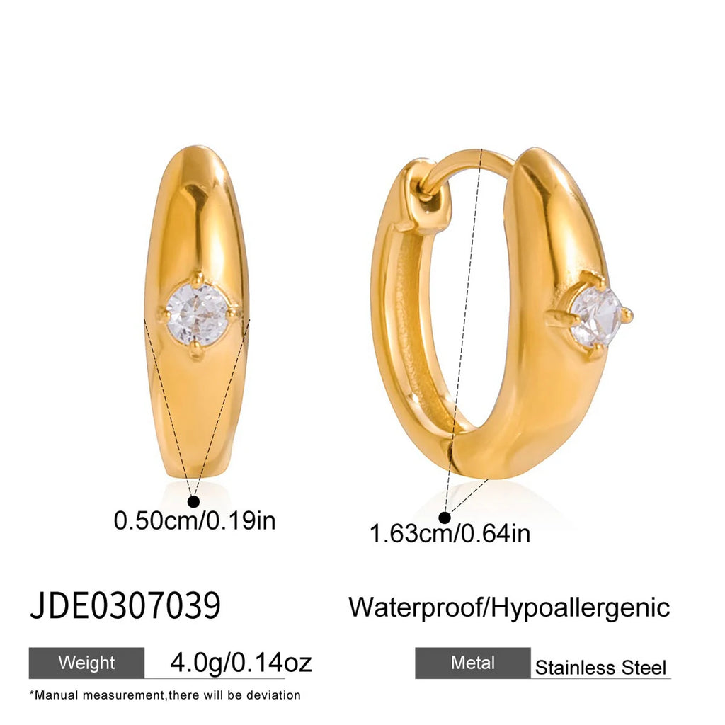 Kika Simple Classic Round White Zircon U-shape Hoop Earrings
