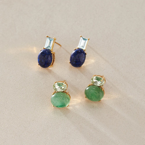 KIKA Crystal Natural Stone Stud Earrings For Women Minimalist 18K Gold PVD Plated Stainless Steel Earrings Fashion Jewelry