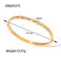 KIKA Luxury 18K Gold Plated White Round Zirconia Stainless Steel Bangles Band For Ladies Daily Wearing bijoux acier inoxidable