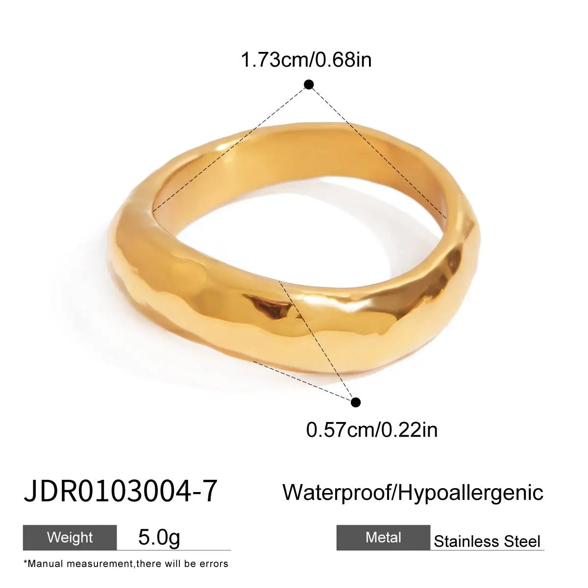 KIKA Elegant Resin Open Rings PVD Plated Stainless Steel 316L