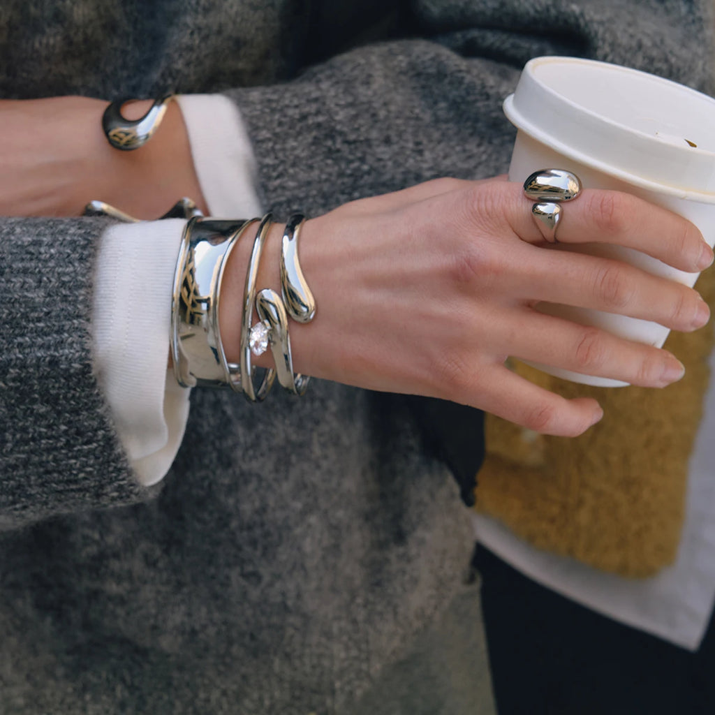 Plated Spring Geometry Titanium Steel Bracelet