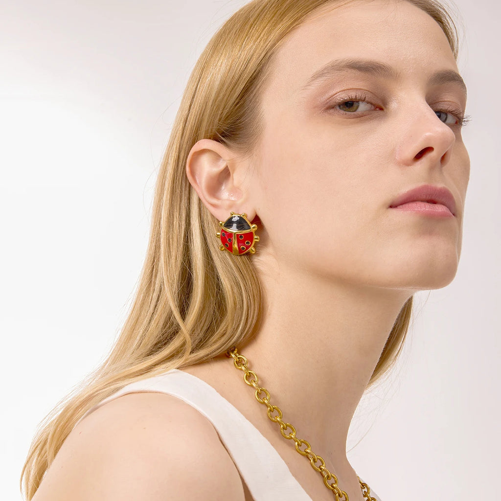 Dripping Oil Ladybug Ear Studs