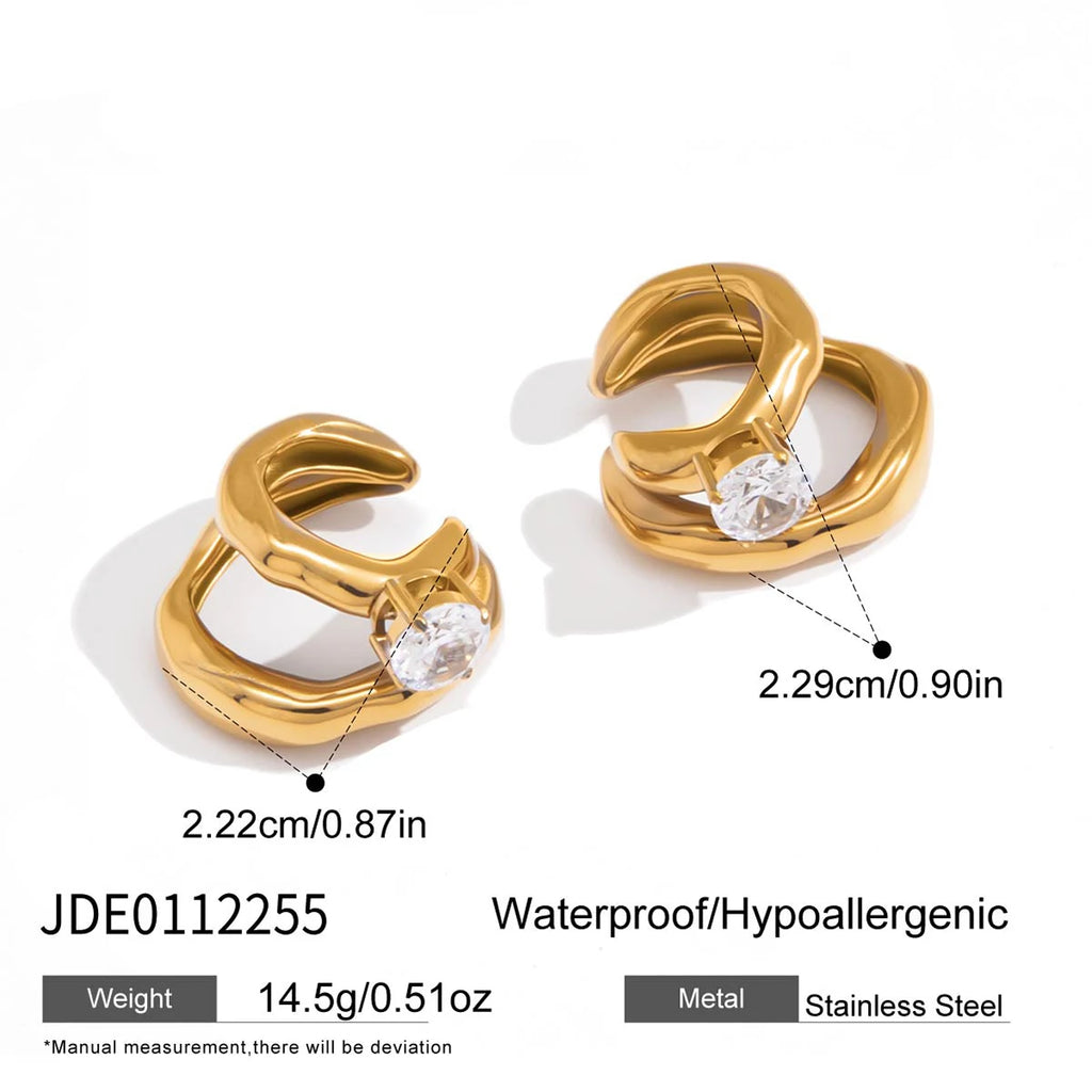 Kika Delicate Silver Gold Color White Zircon Double-Layer Hollow Ear Cuff