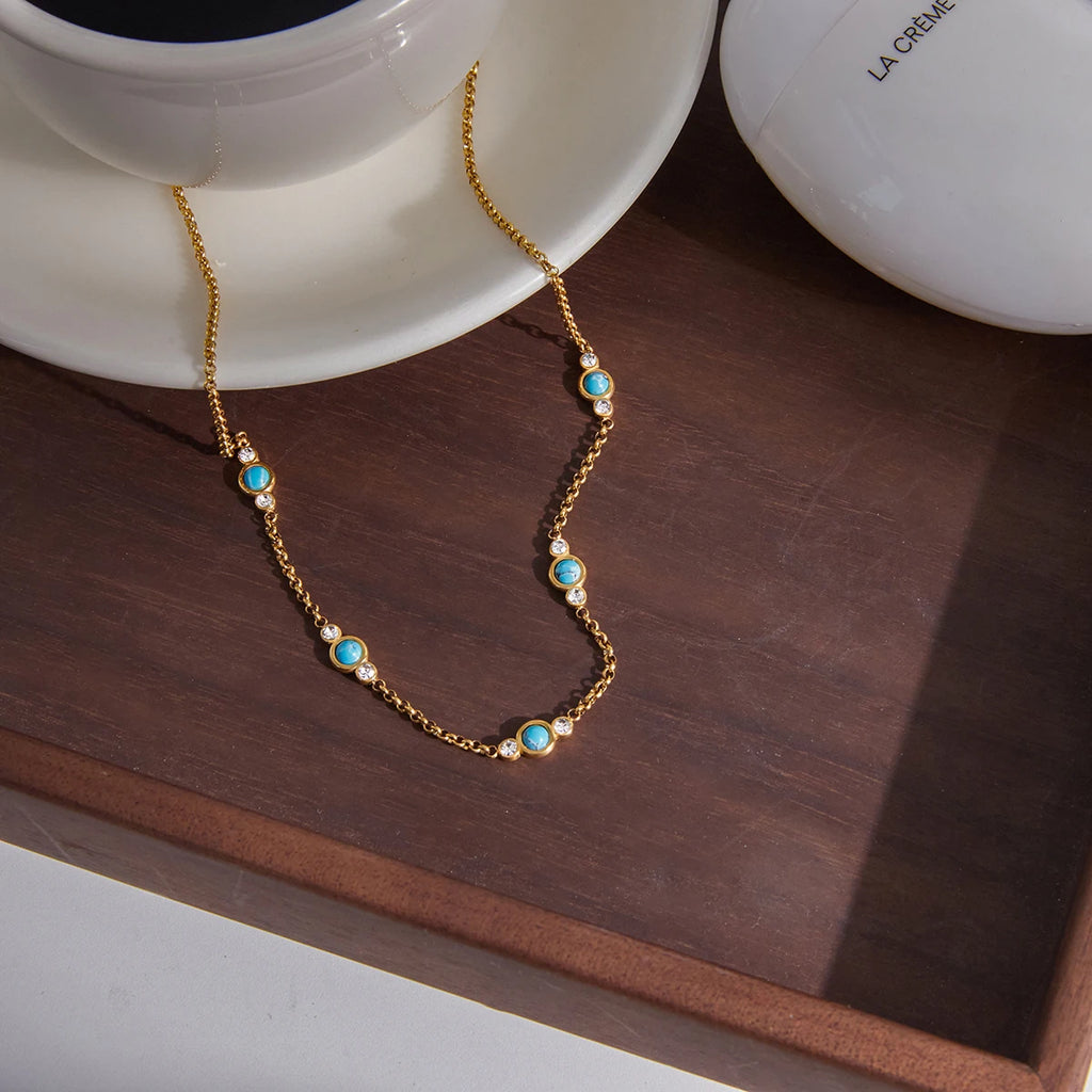 Classic Artificial Blue Turquoise Necklace