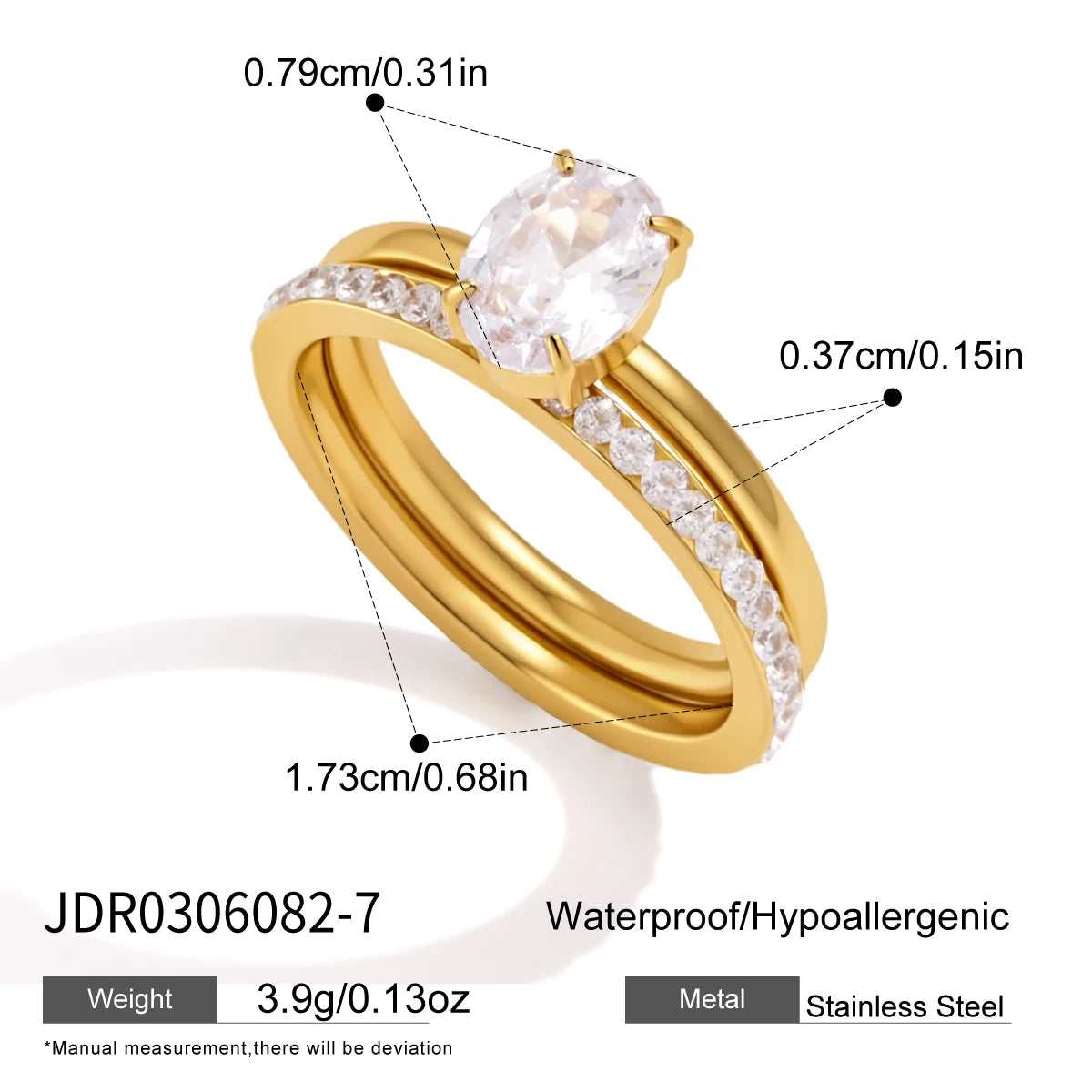 Kika Delicate Geometric Zircon Stackable Rings Minimalist 18K Gold PVD Plated Stainless Steel 316L