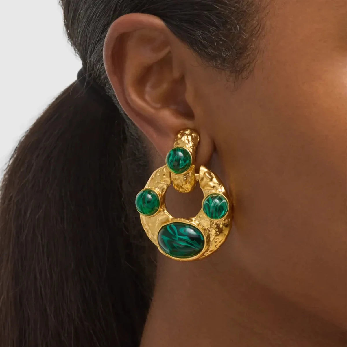 Retro Geometric Elliptical Earrings