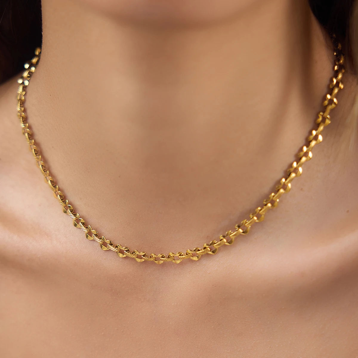 Kika Classic Gold Color Hollow Heart Necklace