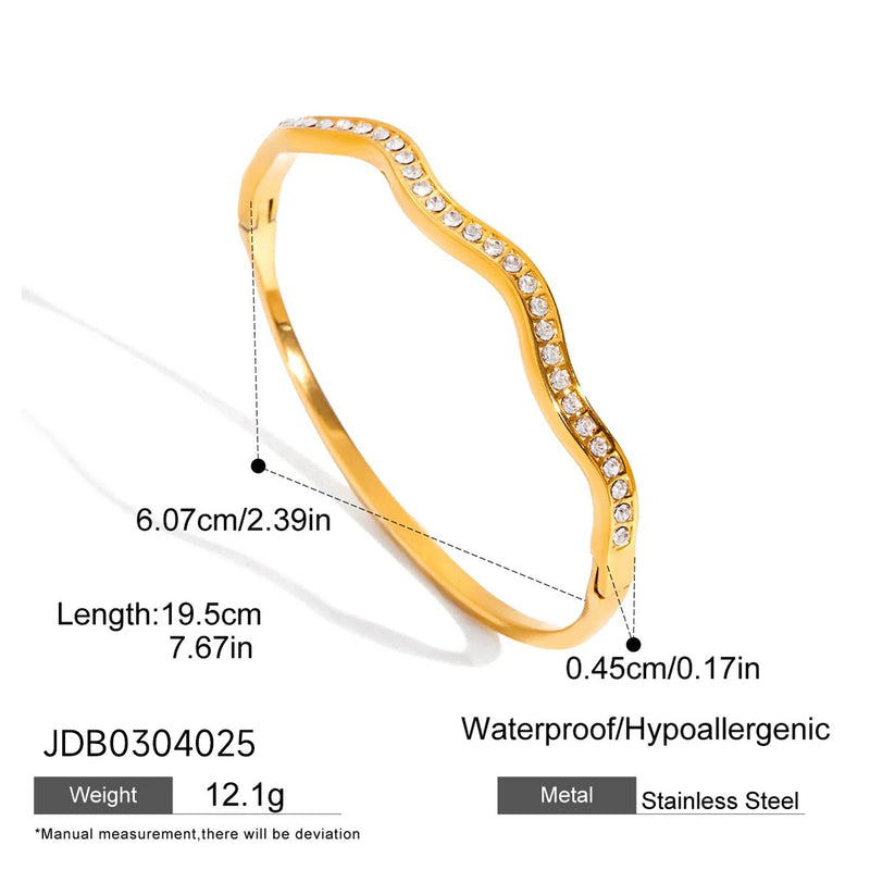 Kika Minimalist 18k Gold Color Plated Stainless Steel Horse Eye White Zircon Bracelet