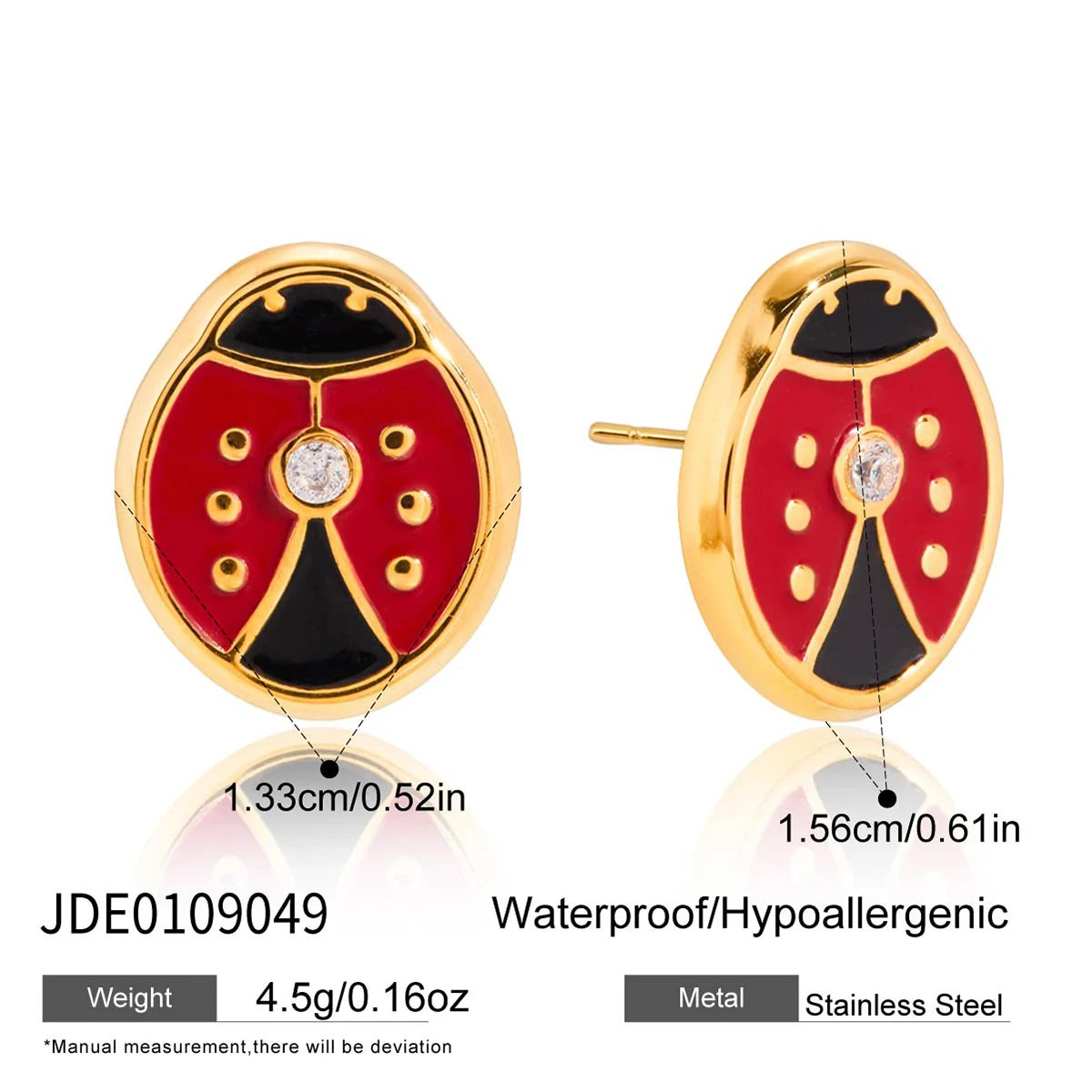Dripping Oil Ladybug Ear Studs