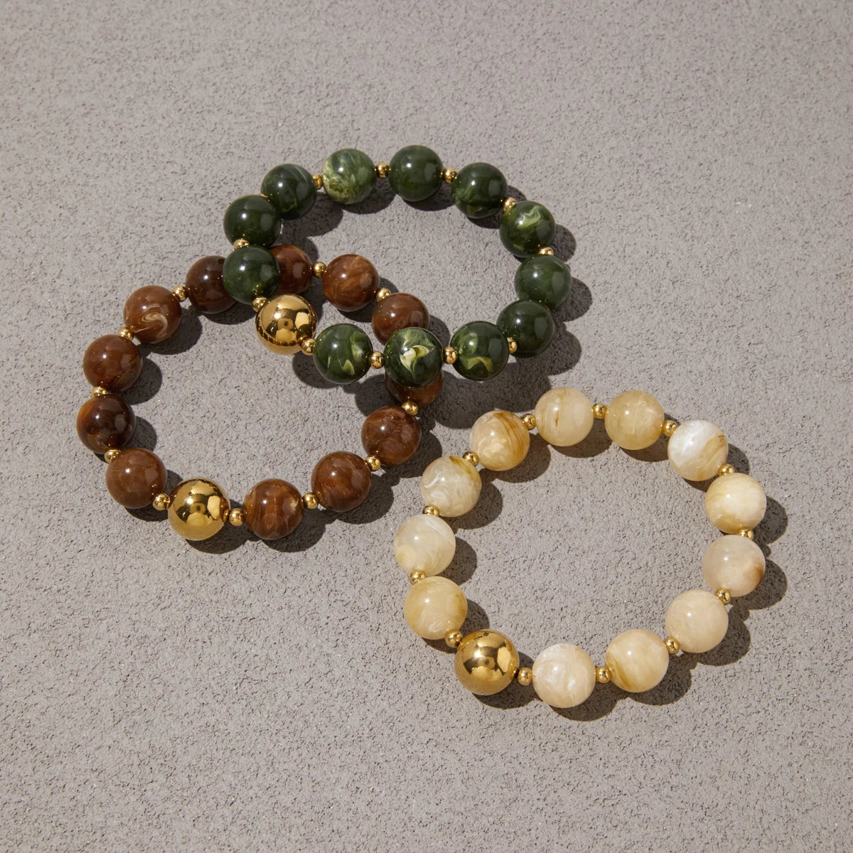 KIKA Elegant Elastic Round Resin Bracelet For Women Men Minimalist Gold Color CCB Plastic Beads Bracelet Fashion Jewelry Gift