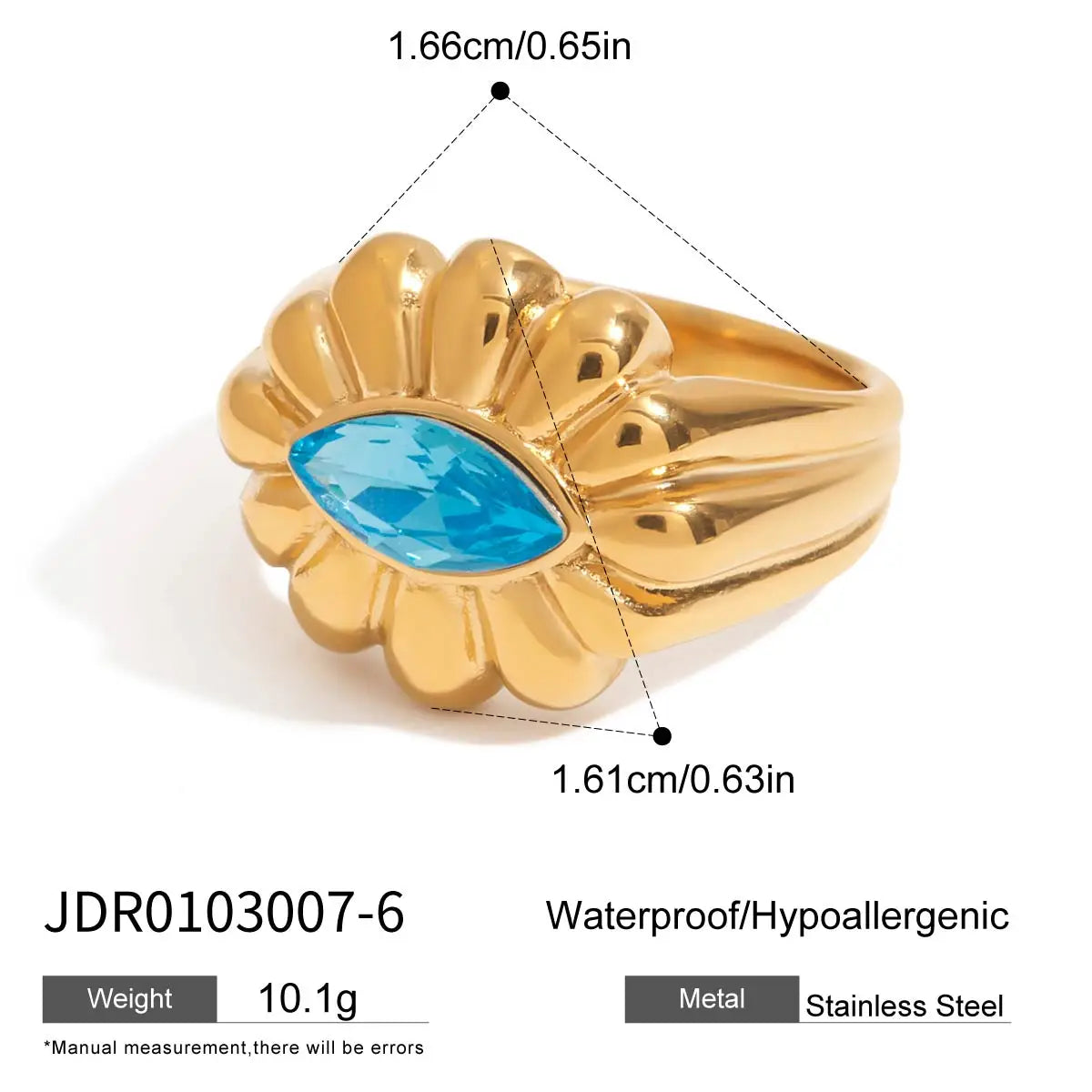Y2k Blue Rhinestone Ring
