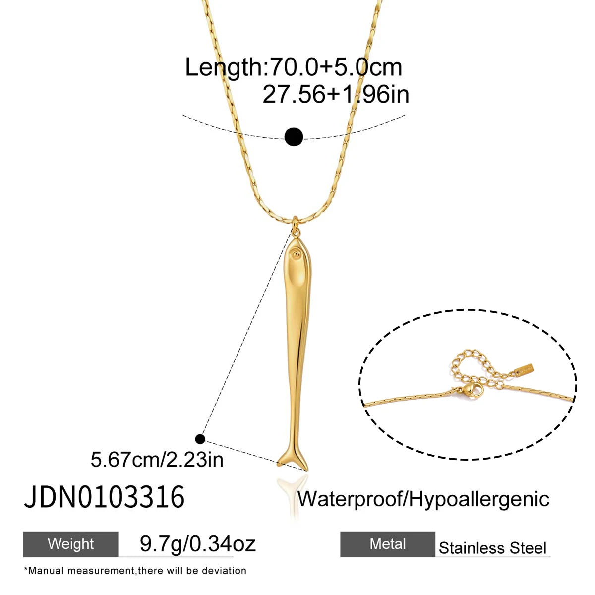 Kika Classic Long Fish Pendant Necklace