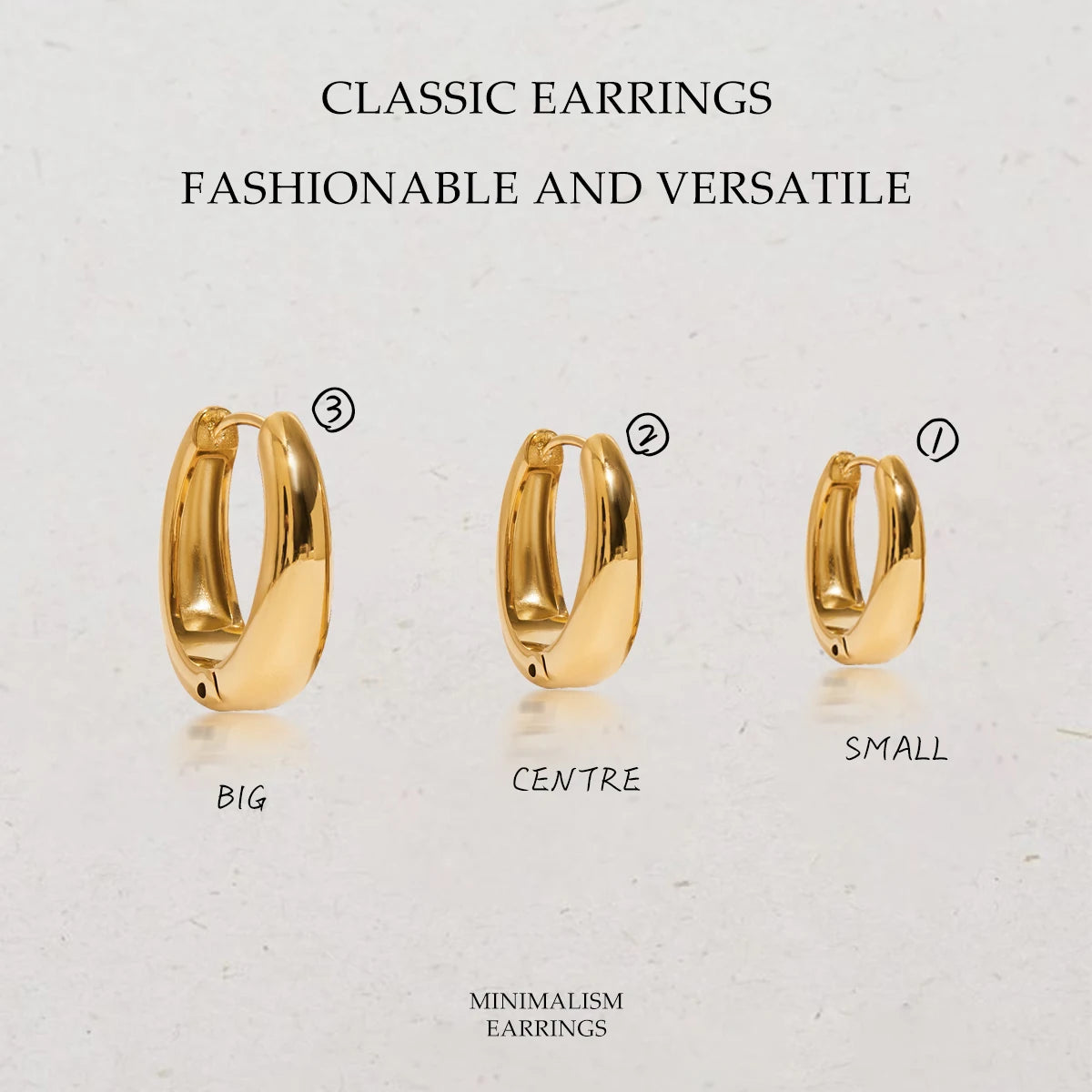 KIKA Simple Classic 18K Gold Color PVD Plated Stainless Steel 316L 14mm 16mm 18MM O Shaped Earrings