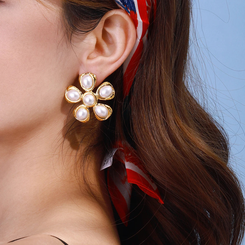 KIKA Fashion Pearl Flower Ring Stainless Steel 316L