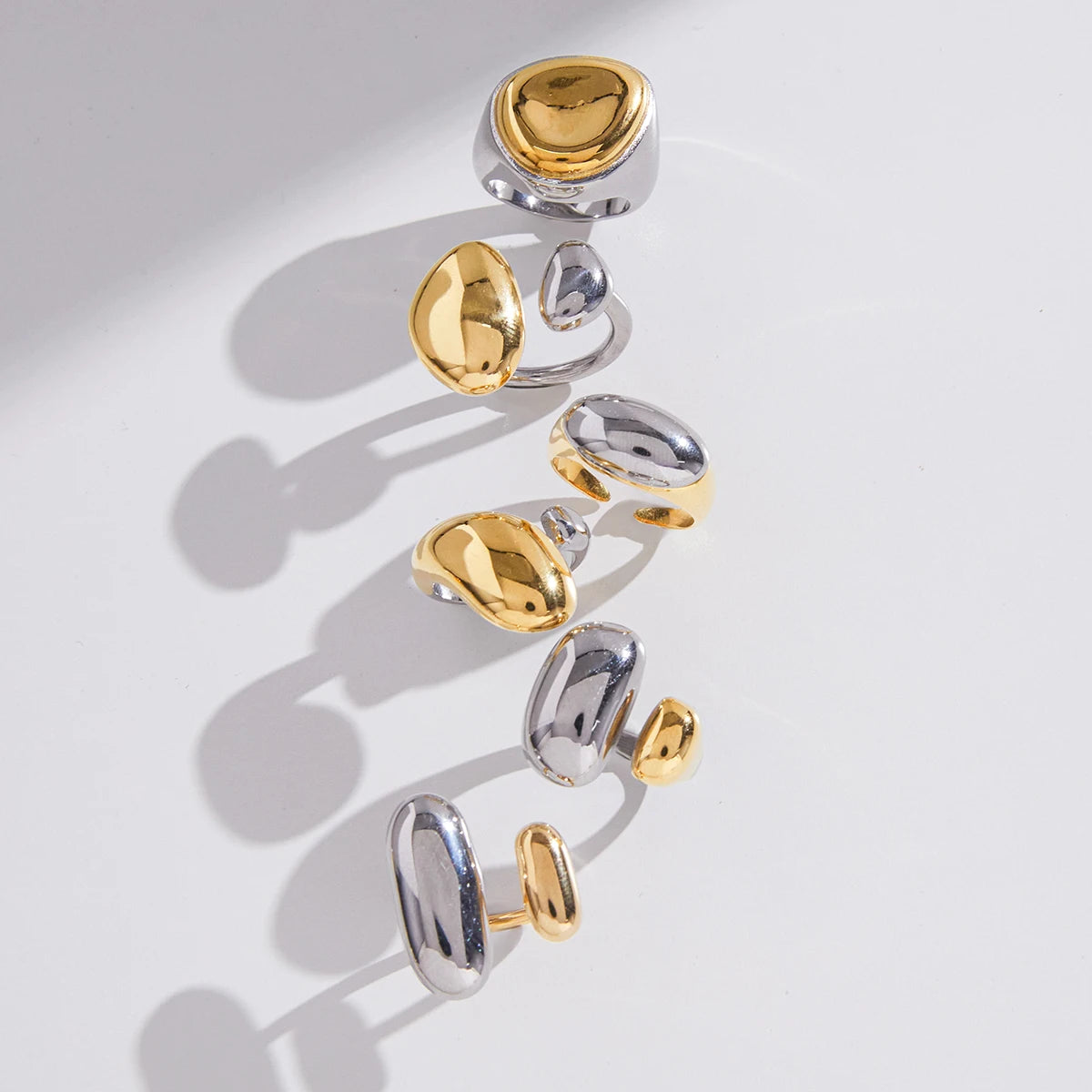 Minimalist Two tone Hollow Asymmetric Ring
