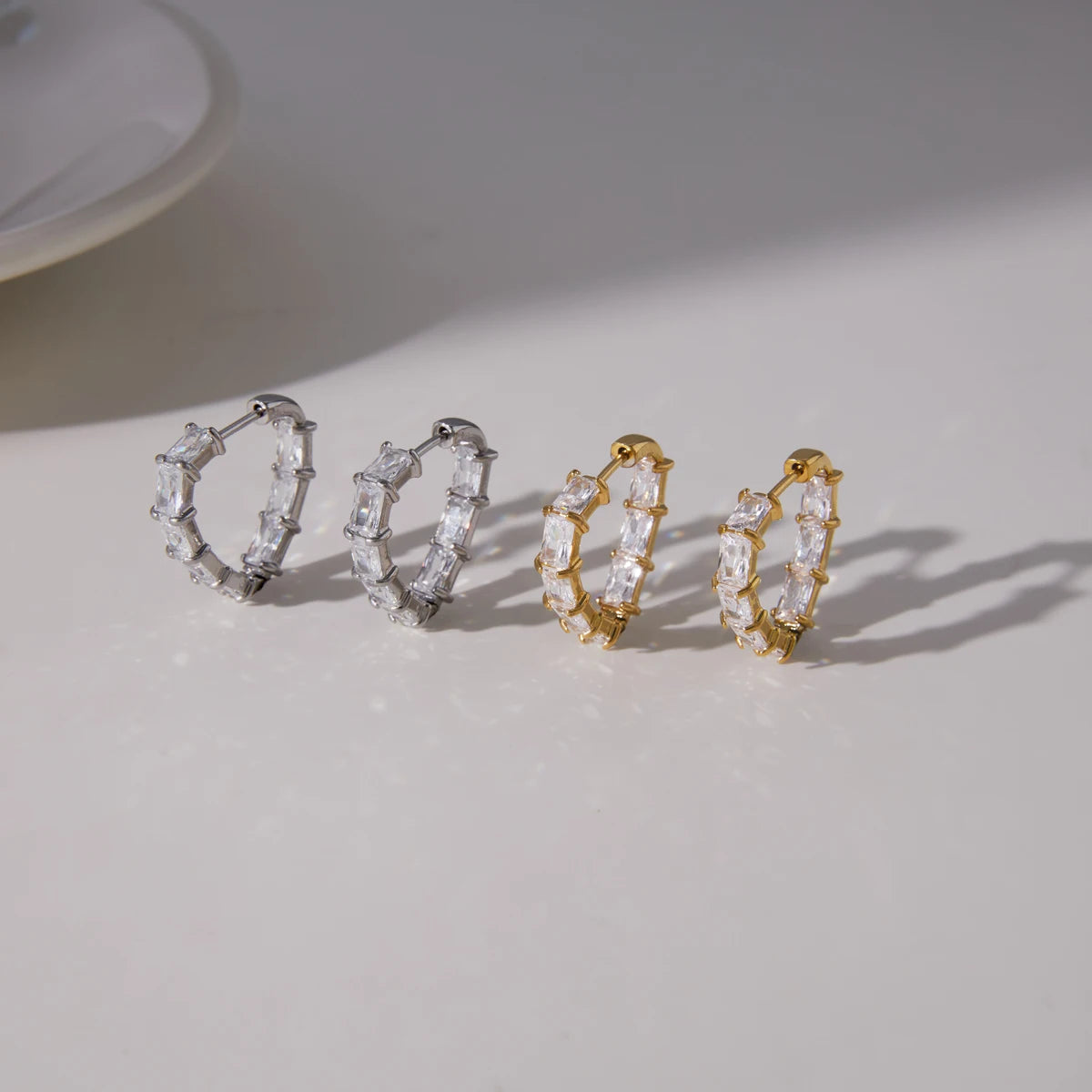 Kika Full Zircon Triangle Shape Clip Earrings For Women Minimalist 18K Gold PVD Plated Stainless Steel 316L