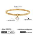 Kika Geometric Zircon Charm Snake Chain Bangle Minimalist 18K Gold PVD Plated Stainless Steel 316L