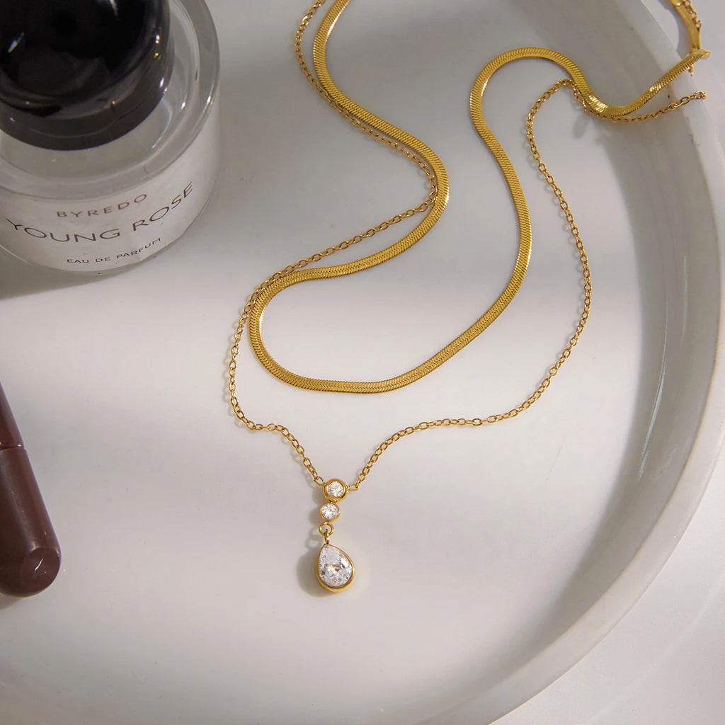 Classic White Water Droplet Zircon Pendant