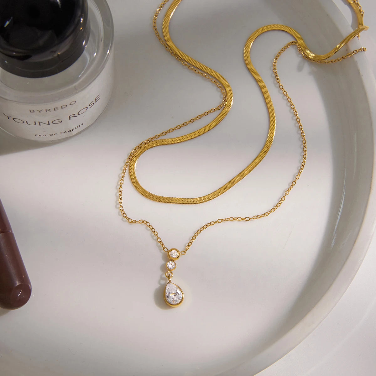 Classic White Water Droplet Zircon Pendant