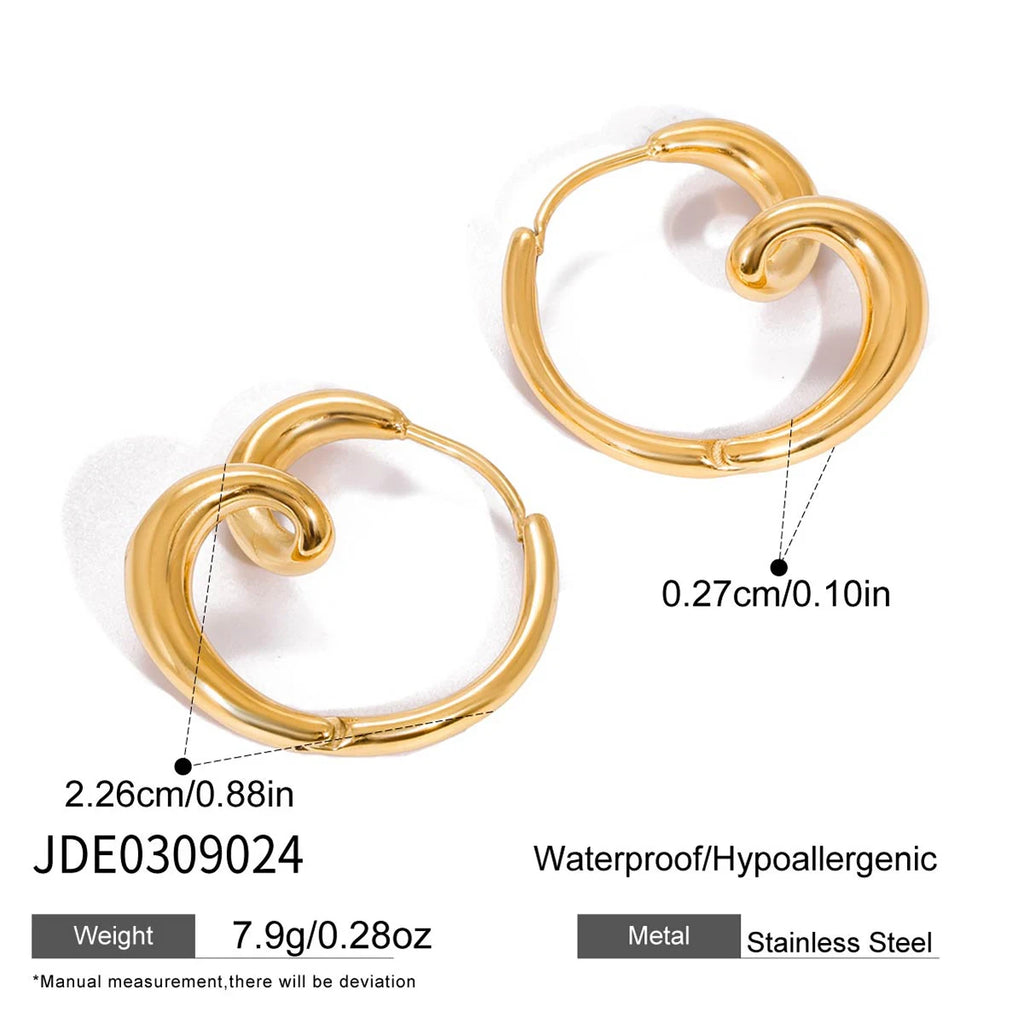 Heart Shape Earring Women PVD Gold Plated Stainless Steel