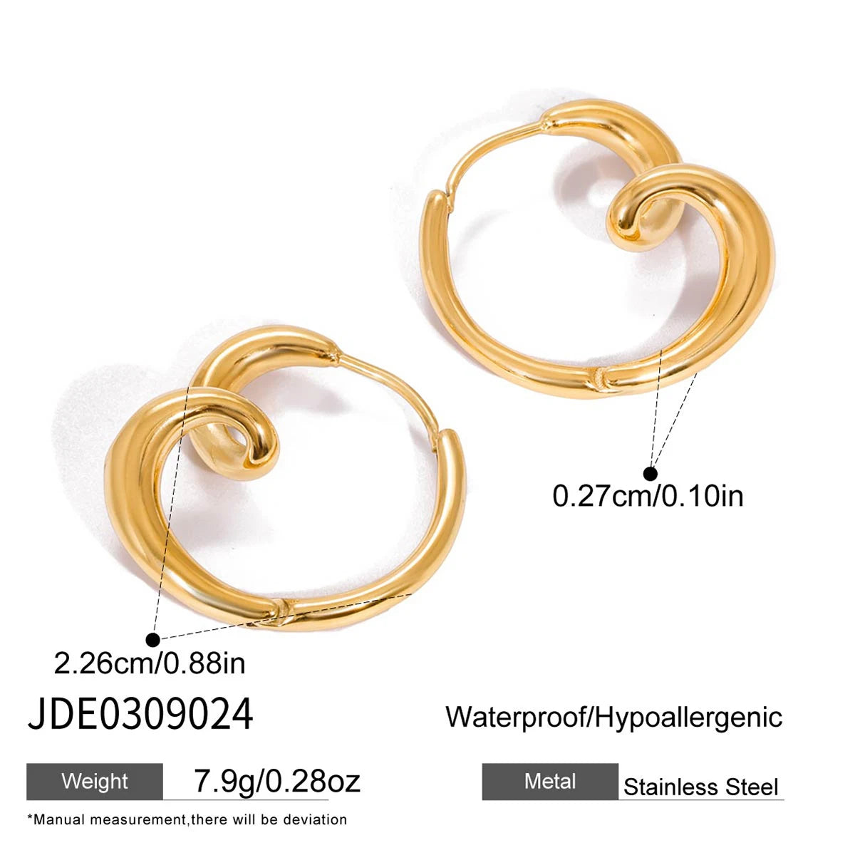 Heart Shape Earring Women PVD Gold Plated Stainless Steel